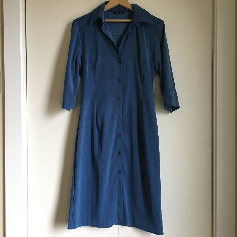 Vintage 90s Garage Faux Suede Button Down Long Dress S
